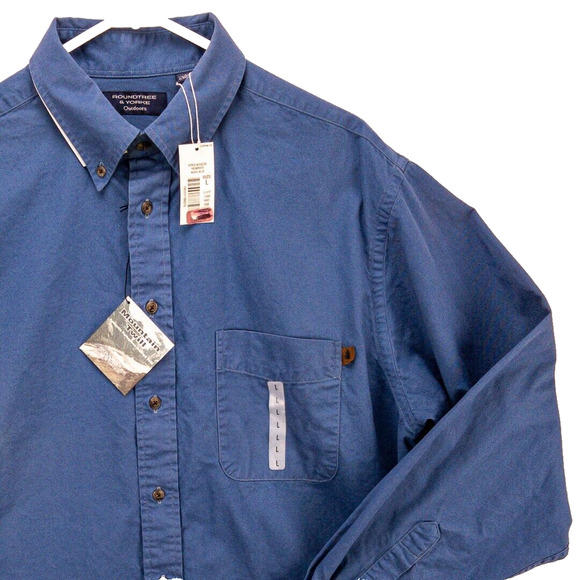 Soft Twill Work Shirt Relaxed Fit Men's Large Outdoor Comfort Roundtree & Yorke - Picture 2 of 14